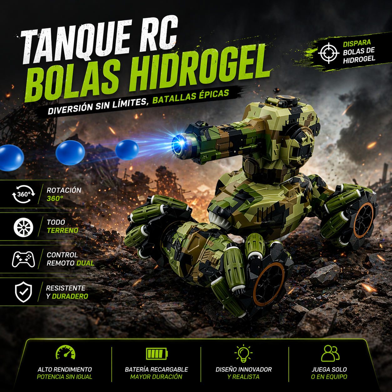 Tanque RC en batalla épica